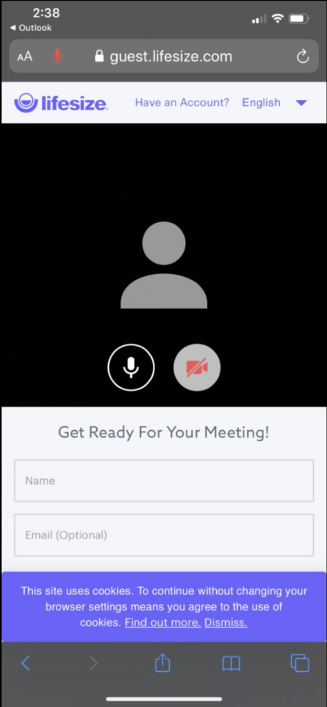 Lifesize Mobile Invite Screen